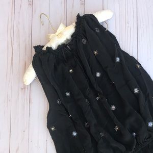 Express black beaded High Neck Blouse Sz M